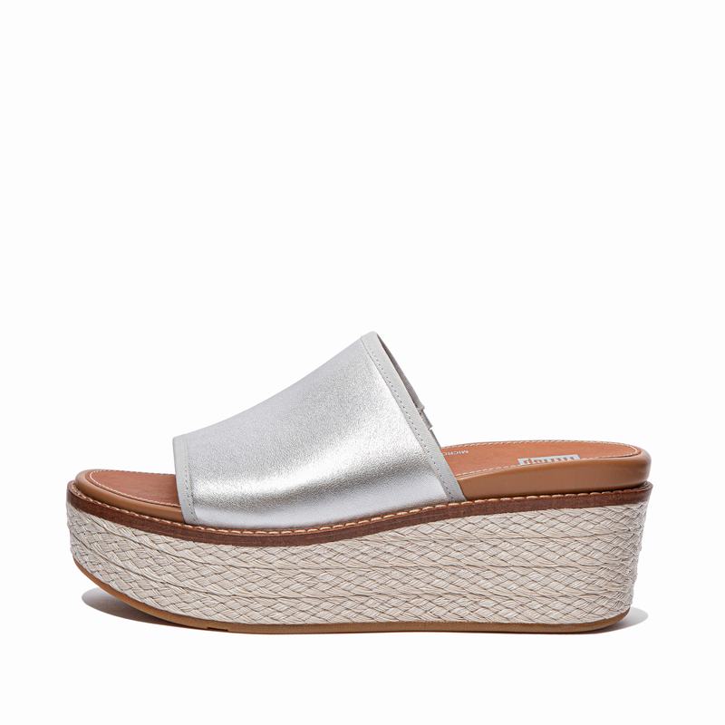 FitFlop Eloise Leder Silber - FitFlop Keilsandalette Damen Schweiz [QPOE-79643]